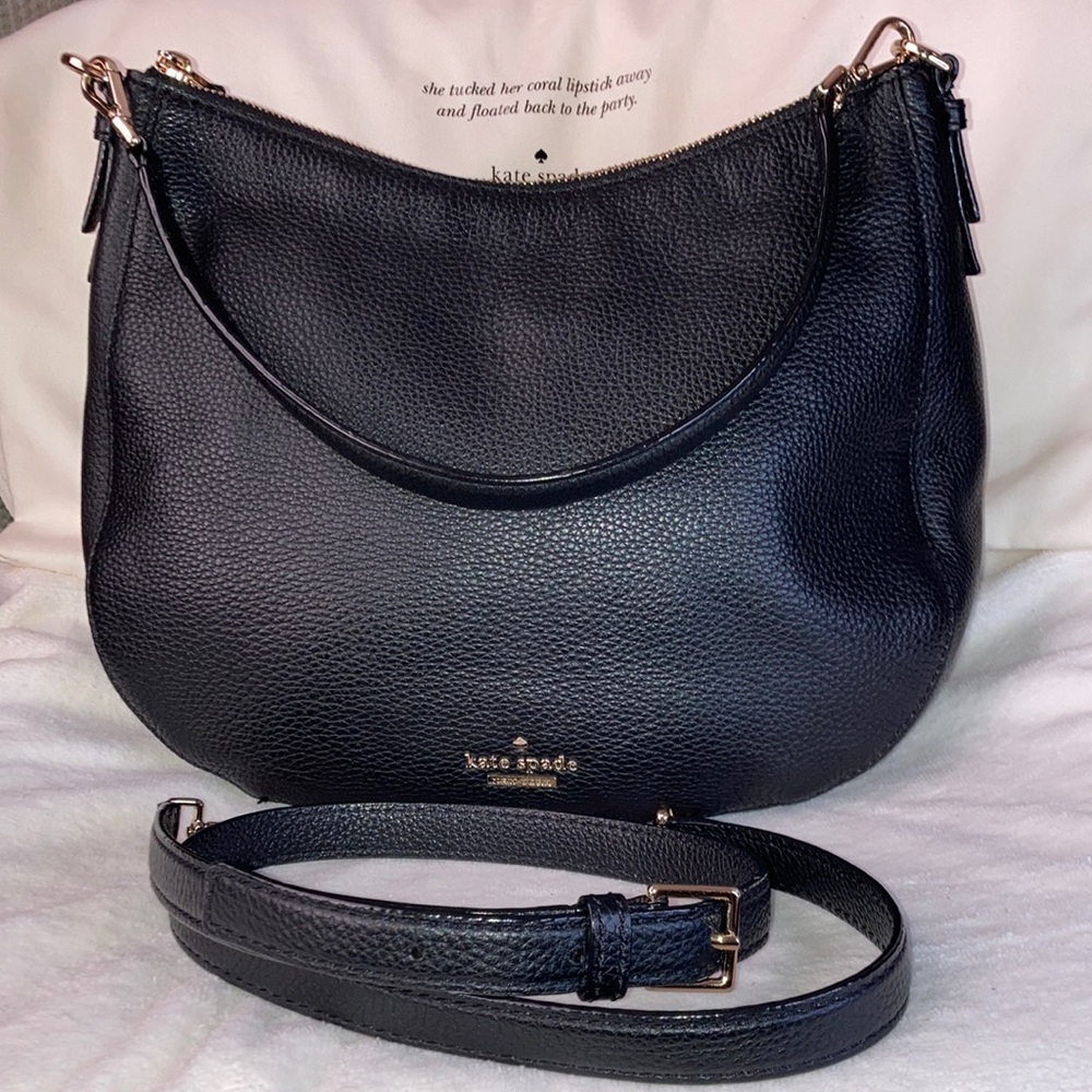 Kate Spade Jackson Street Mylie Black Pebbled Leather Crossbody/Shoulder Hobo